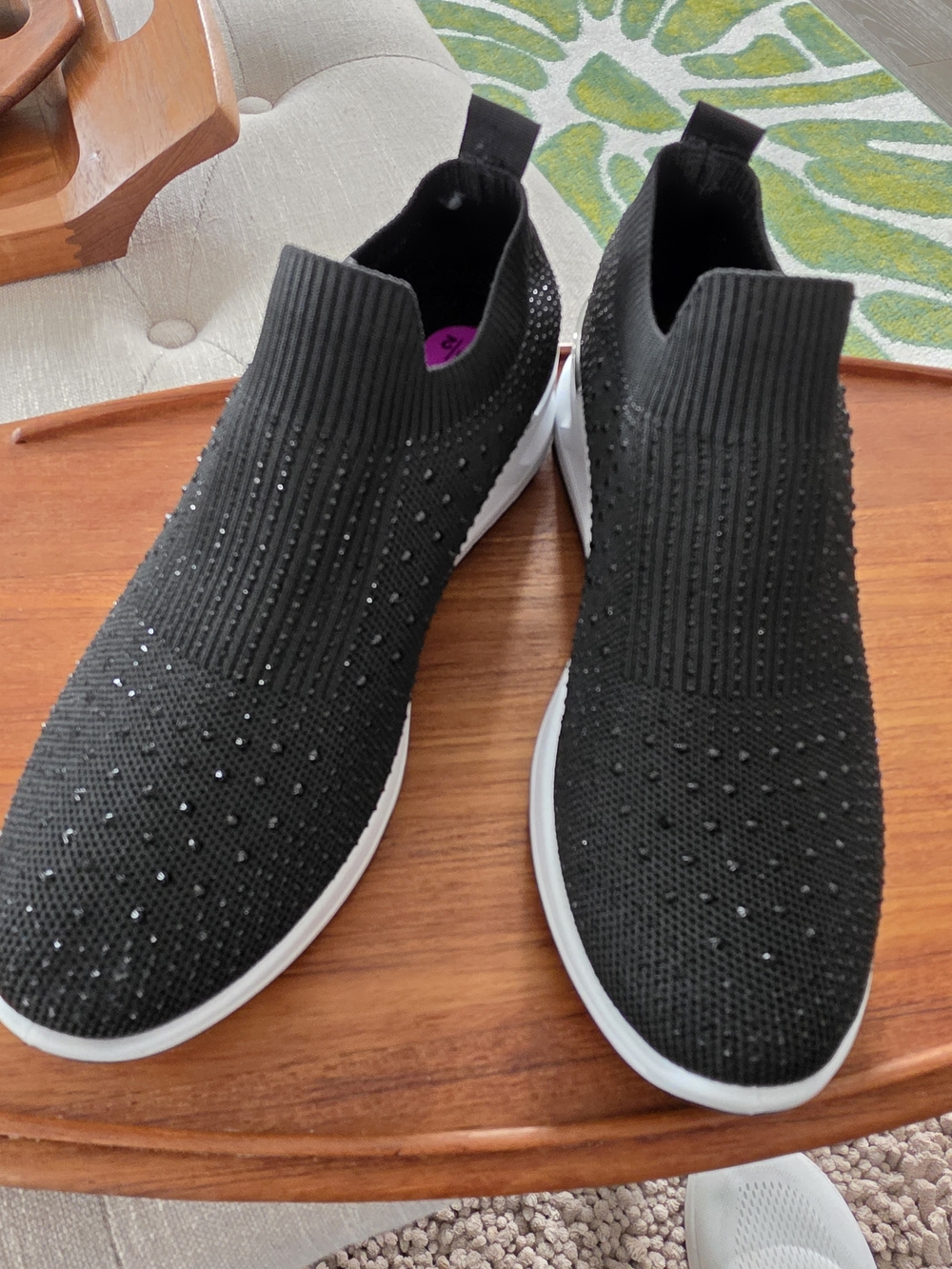 Tommy Bahama Black Knit Slip-On Sneakers with White Sole